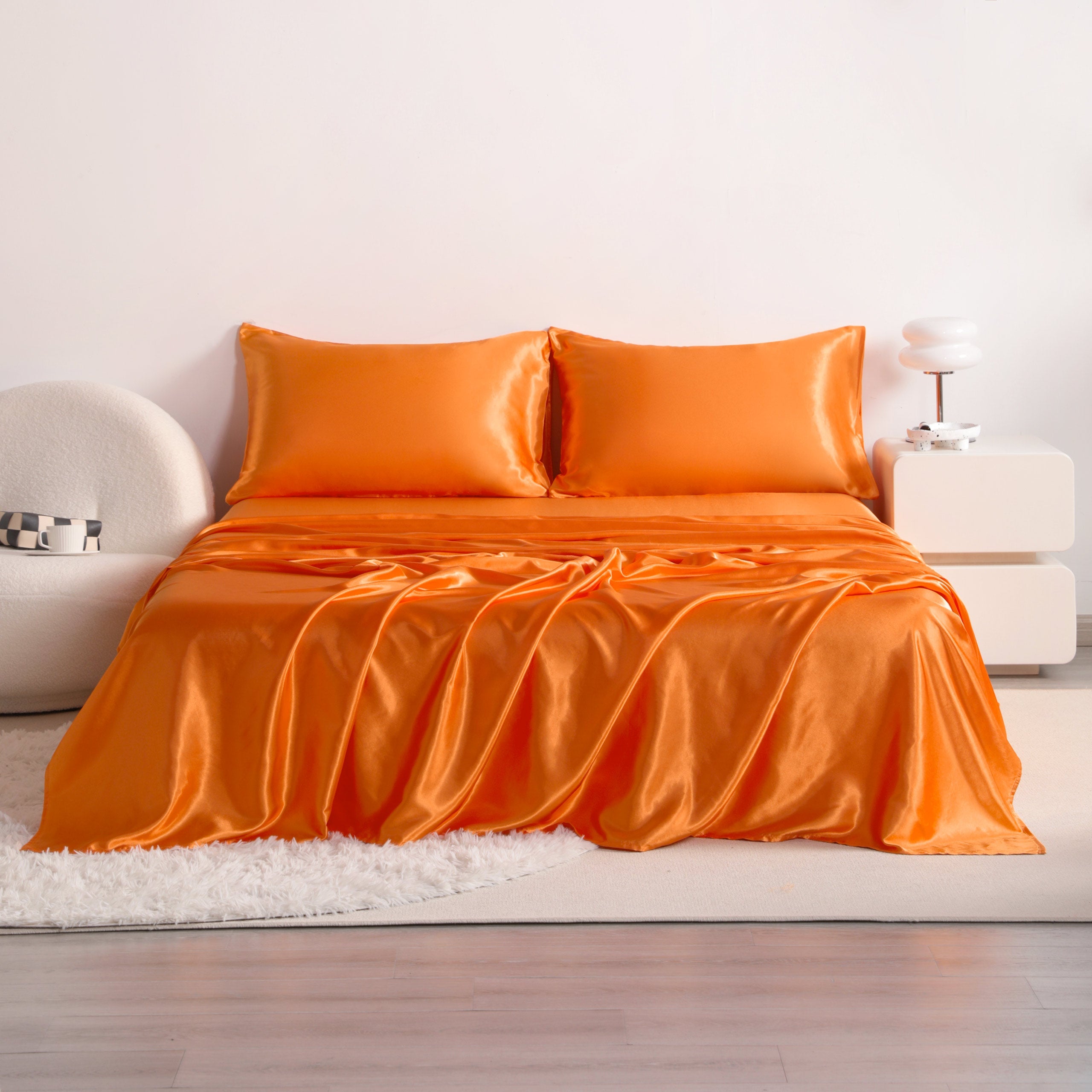 3/4 Pieces Silky Satin Twin Cooling Soft Bed Sheet Set