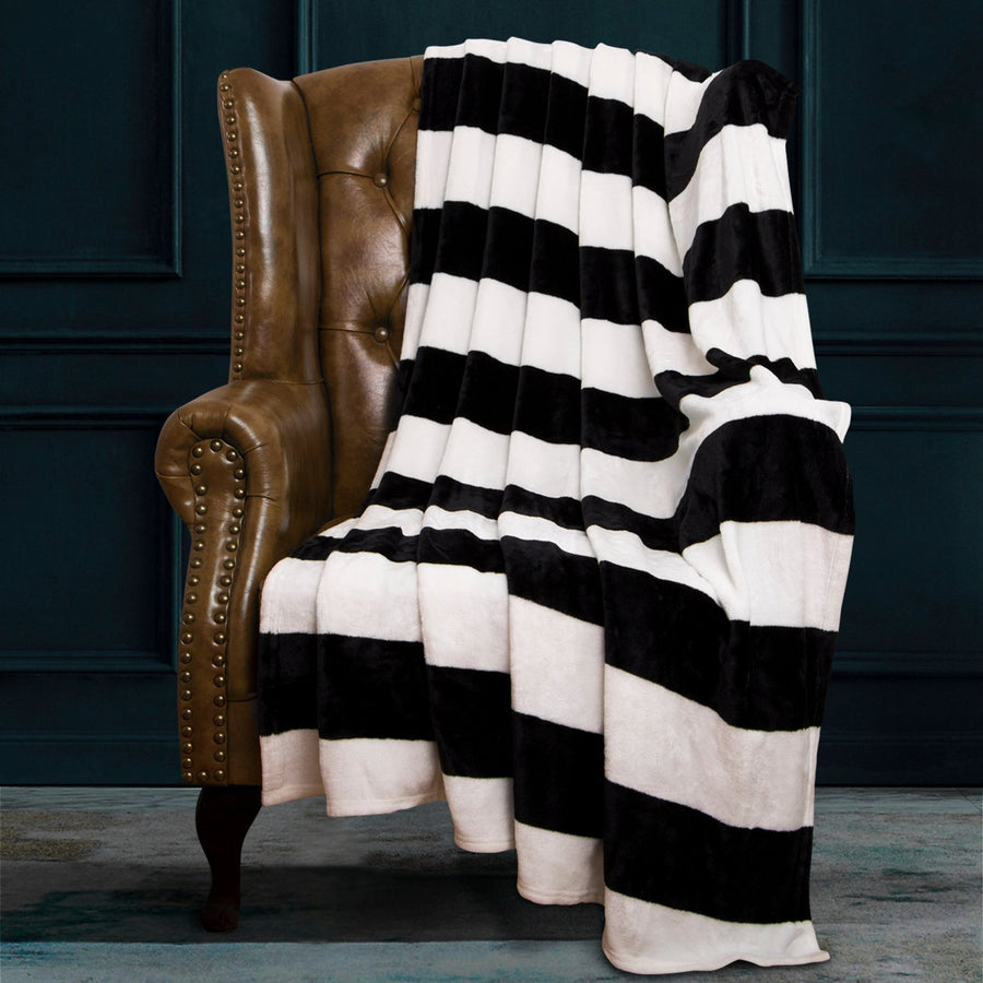 Black and White Flannel Throw Blankets size and color view by Fasiano