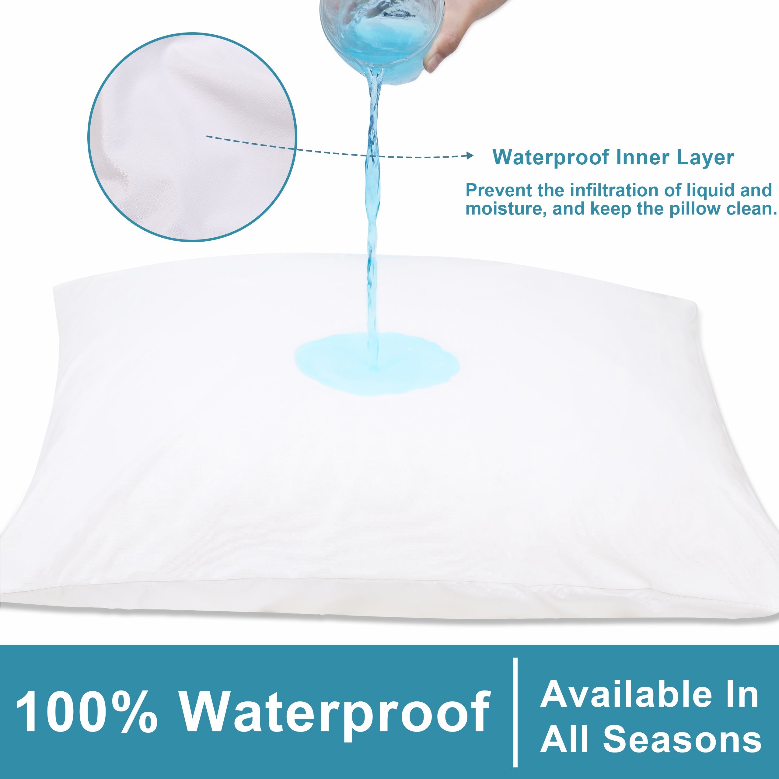 4 Pack Microfiber Waterproof Pillow Protectors with Hidden Zipper|NTBAY®️ - NTBAY