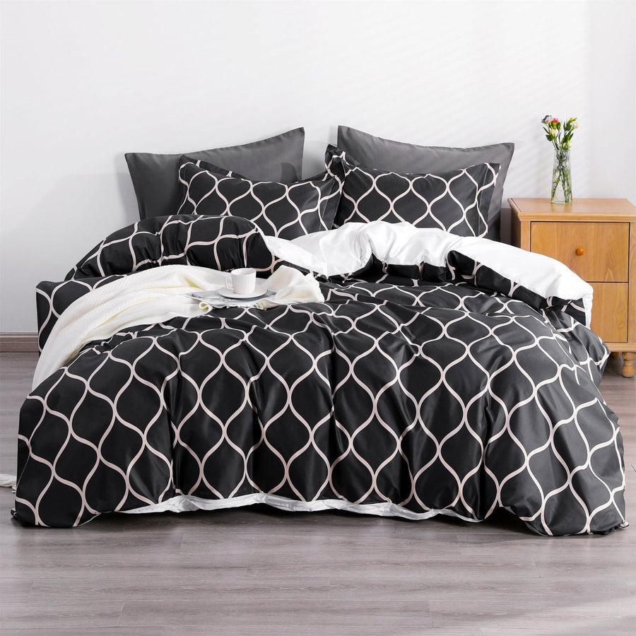 2/3 Pieces Curve Pattern Microfiber Duvet Cover Set product image by Fasiano
