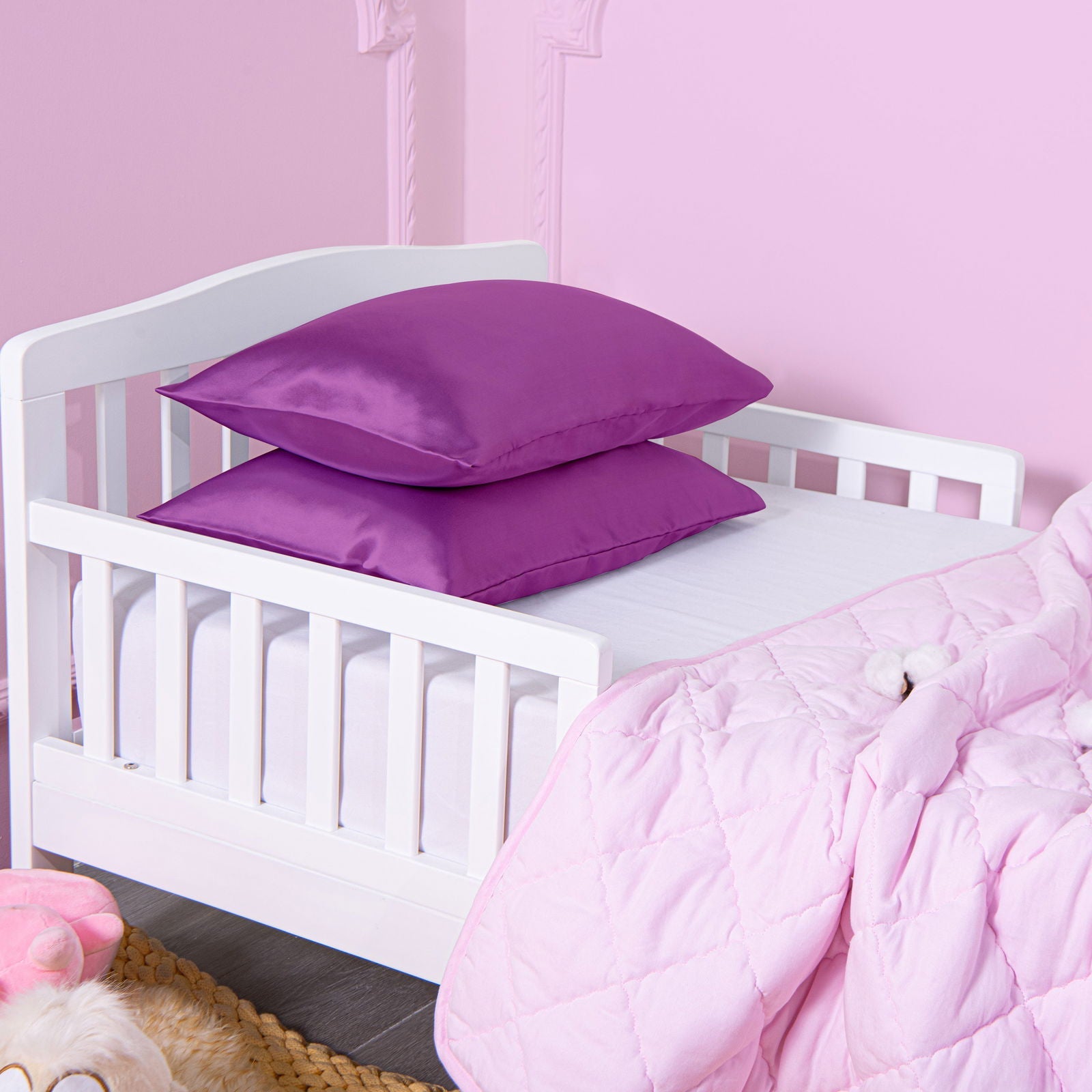 2 Pack Satin Toddler Pillowcases with Envelope Closure bedding essential by Fasiano