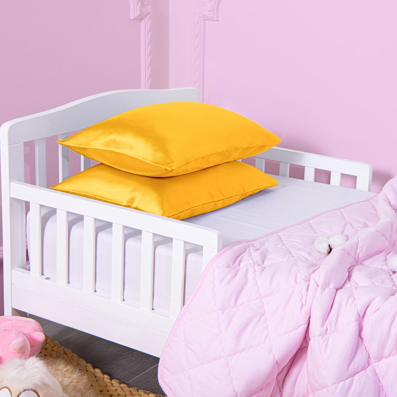 2 Pack Satin Toddler Pillowcases with Envelope Closure size and color view by Fasiano
