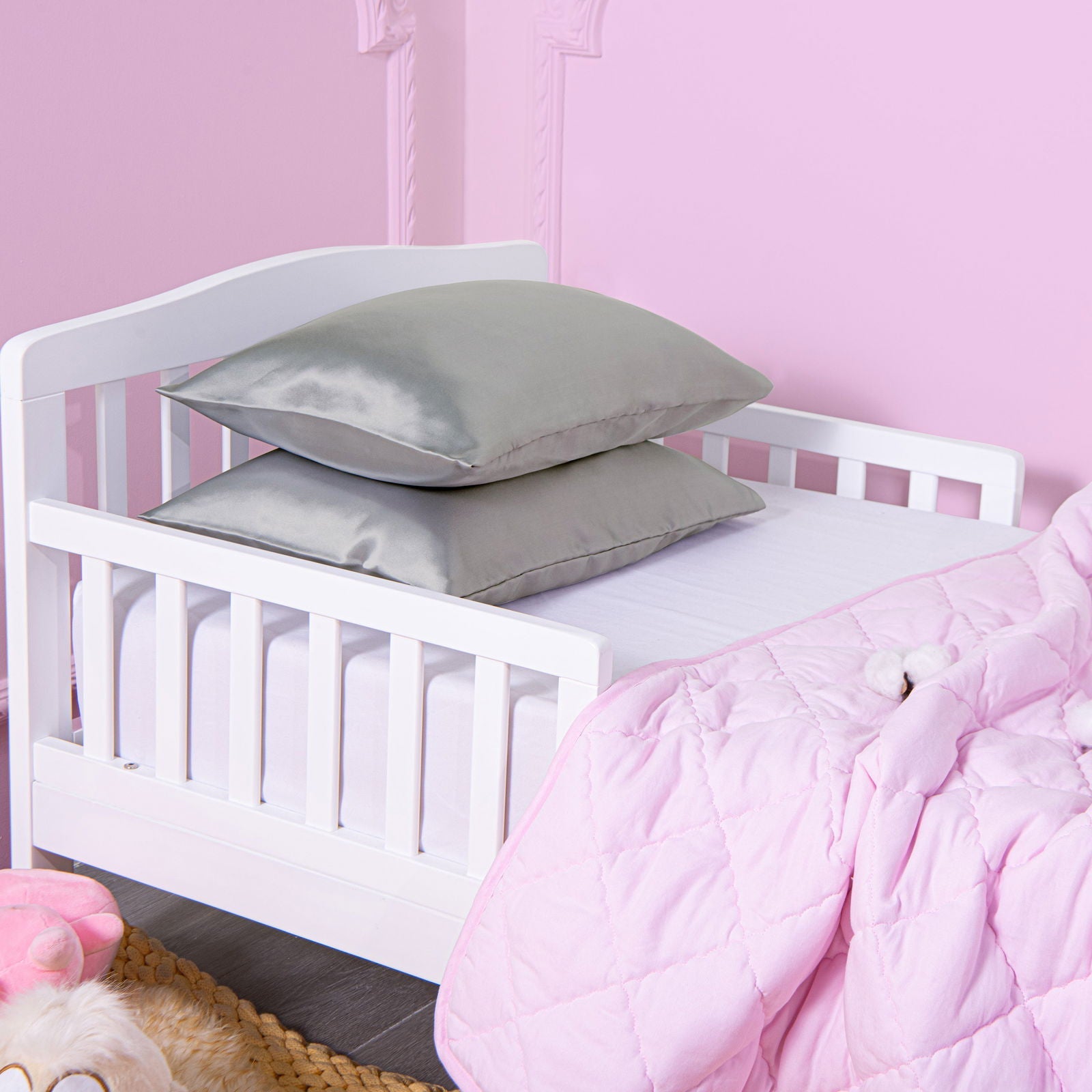 2 Pack Satin Toddler Pillowcases with Envelope Closure size and color view by Fasiano