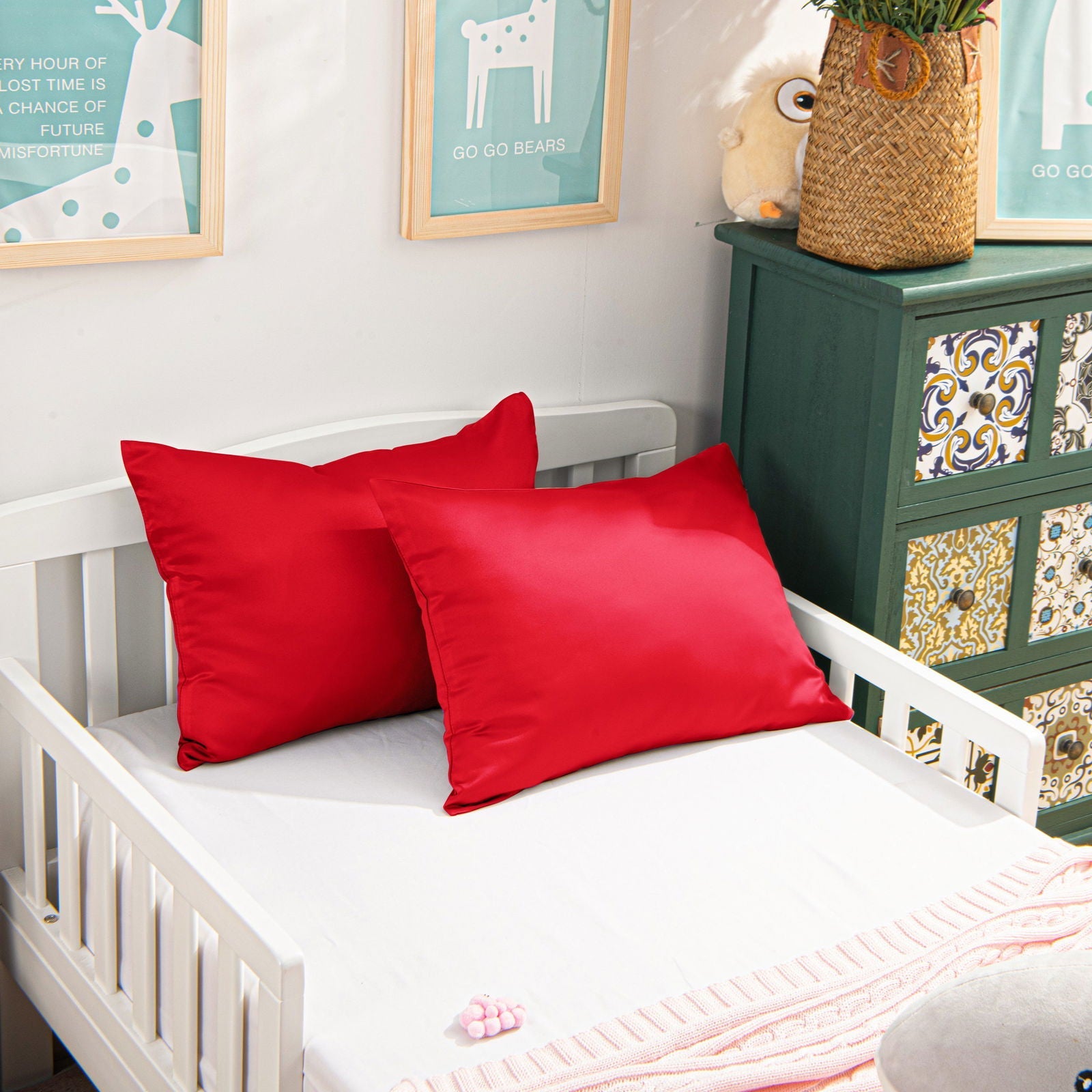 2 Pack Satin Toddler Pillowcases with Zipper Closure bedding essential by Fasiano