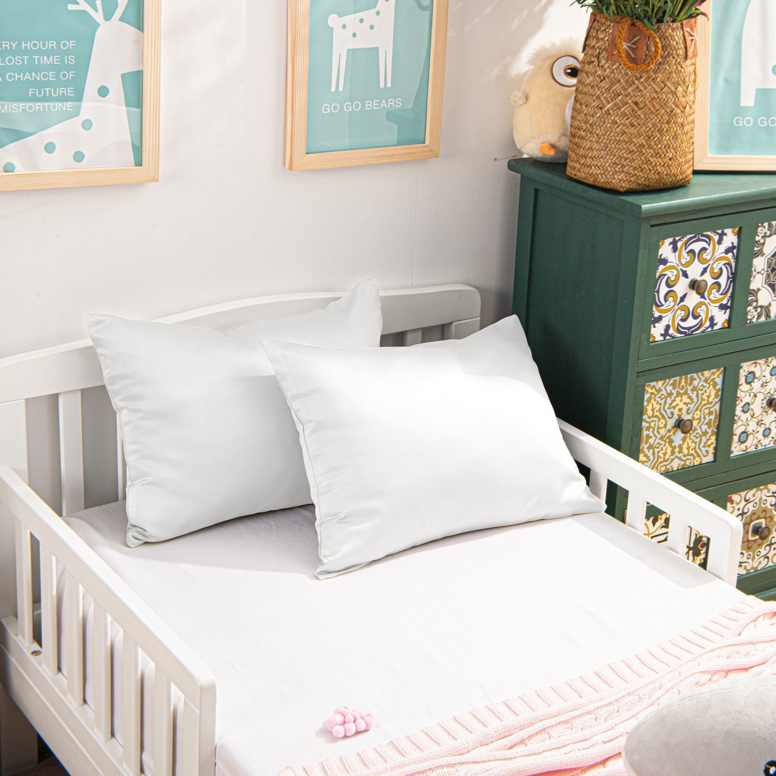 2 Pack Satin Toddler Pillowcases with Zipper Closure bedding essential by Fasiano