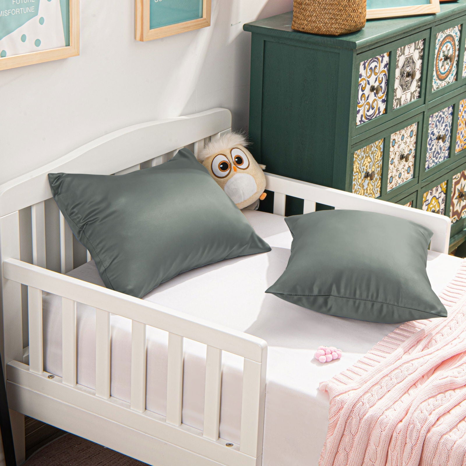 2 Pack Satin Toddler Pillowcases with Zipper Closure detail view by Fasiano