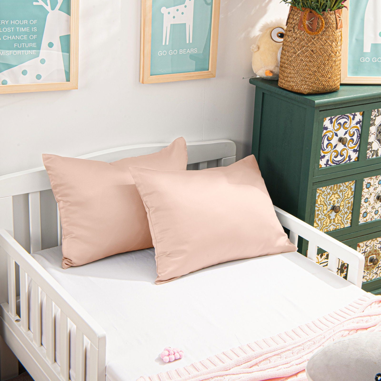 2 Pack Satin Toddler Pillowcases with Zipper Closure detail view by Fasiano
