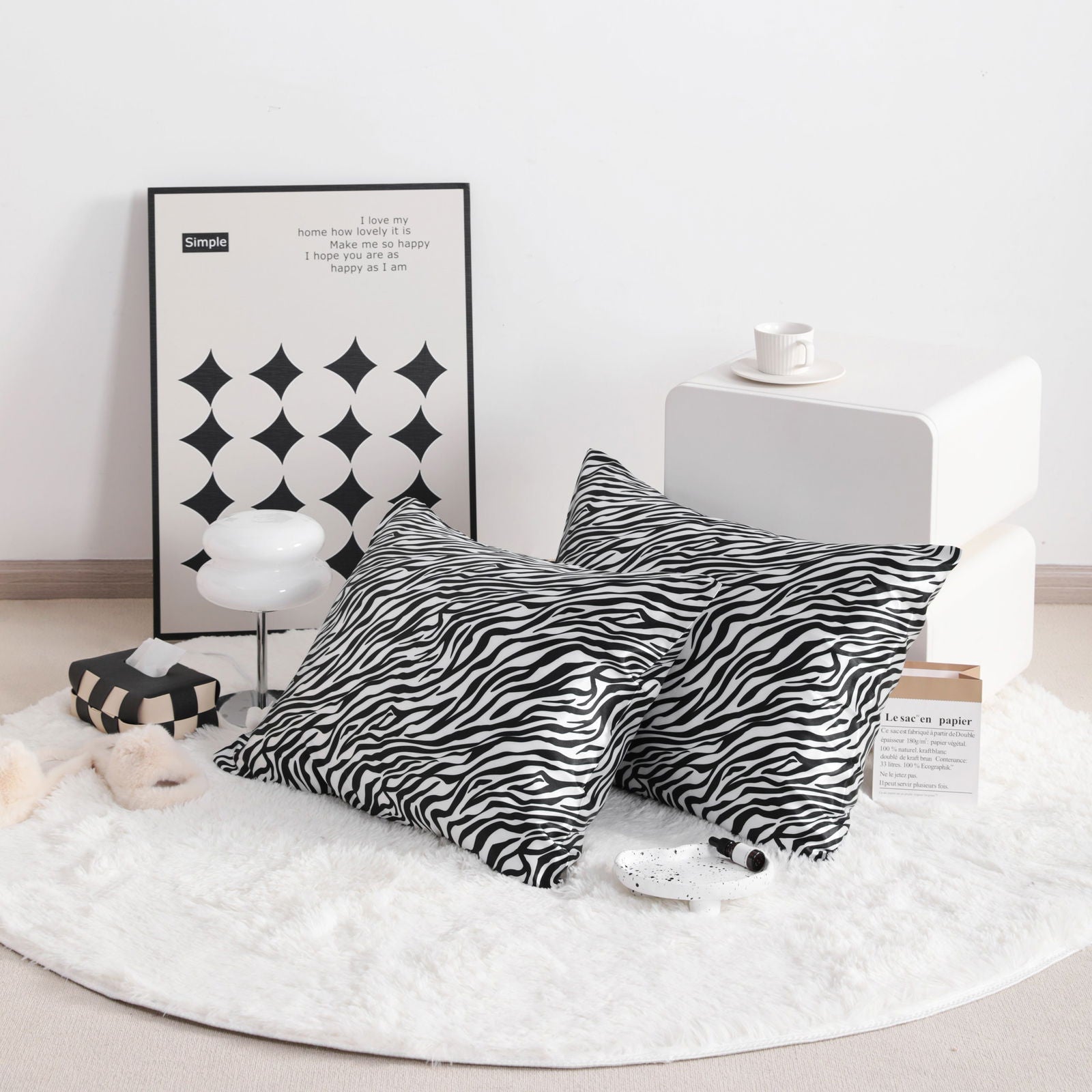 2 Pack Silk Satin Pillowcases with Envelope Closure size and color view by Fasiano