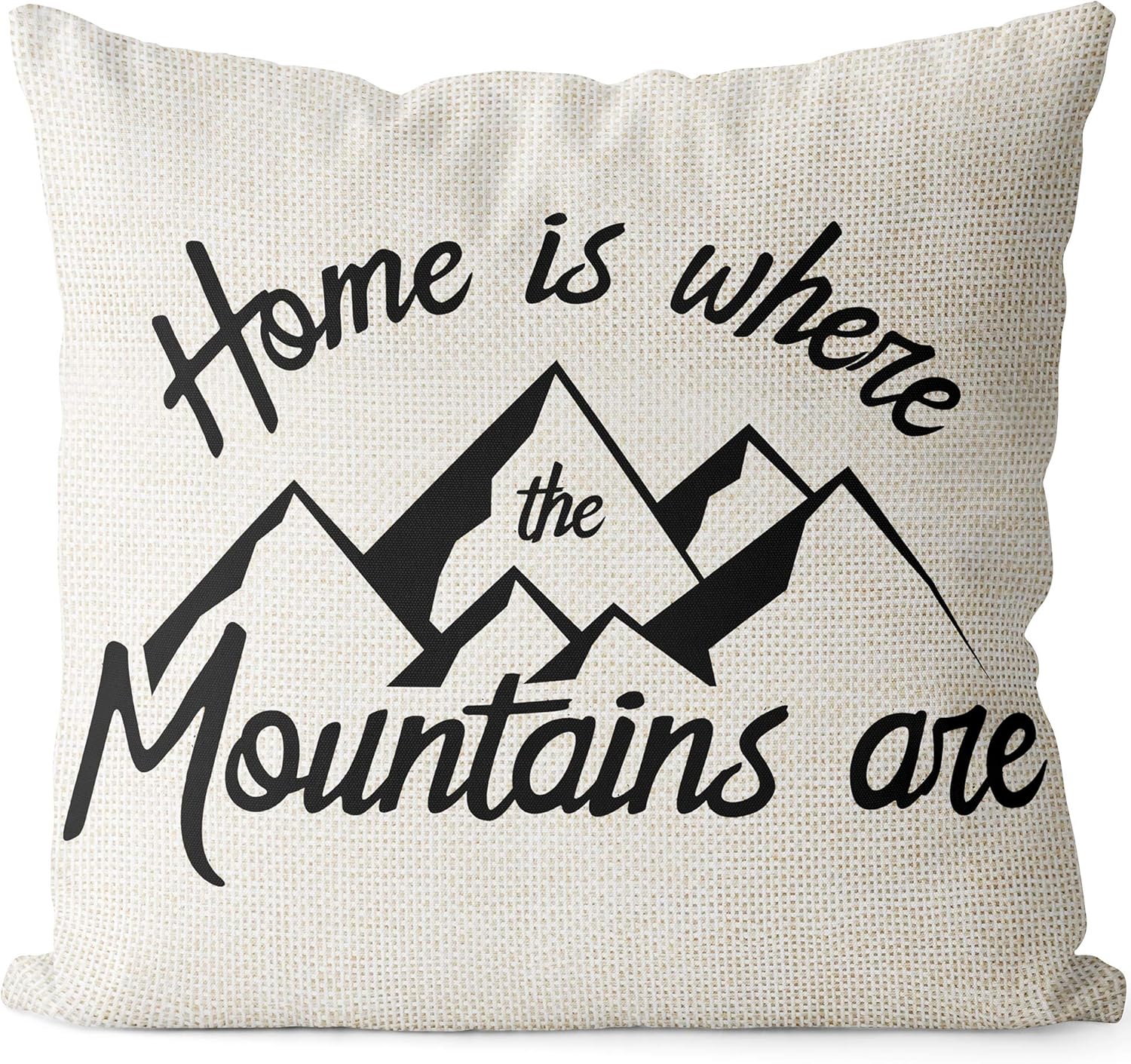 Linen Throw Pillow Cover – Never Give Up Quote, 18x18