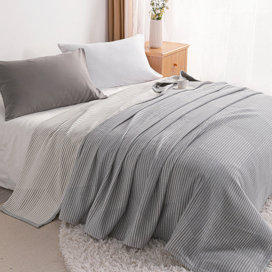 3-Layer Cotton Muslin Blanket - Soft, Breathable, and Lightweight Quilt detail view by Fasiano