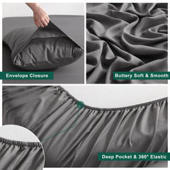 3/4-Pieces Bamboo Bed Sheets Set, Ultra Breathable & Cooling Bedding Set