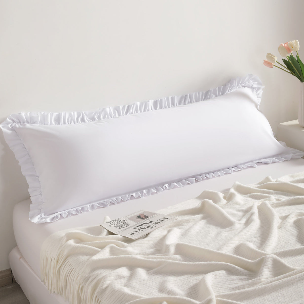 Brushed Microfiber Body Ruffled Pillowcase, 20x54 Inches