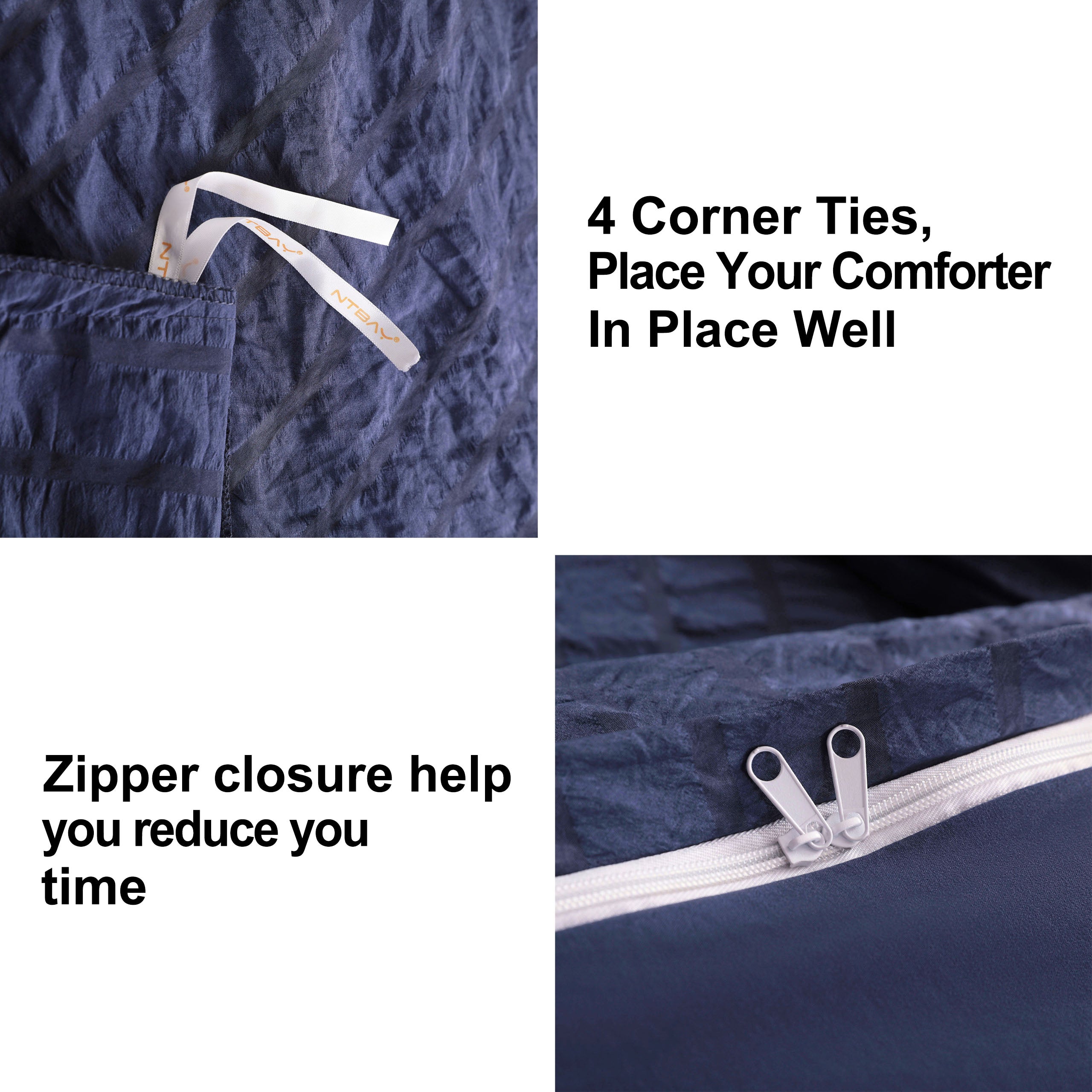 2/3 Pieces Breathable Seersucker Textured Duvet Cover Set|NTBAY®️ - NTBAY
