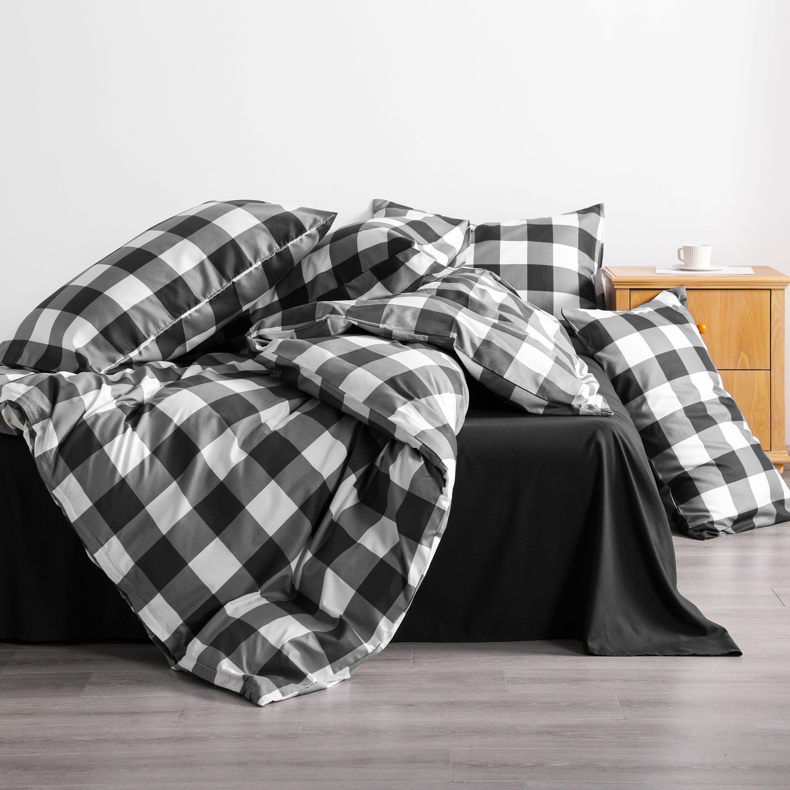 3-Piece Brushed Microfiber Striped Duvet Cover Set