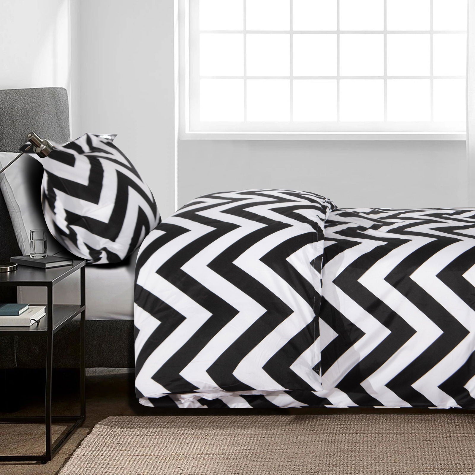 3 Pieces Chevron Pattern Microfiber Duvet Cover Set texture view by Fasiano