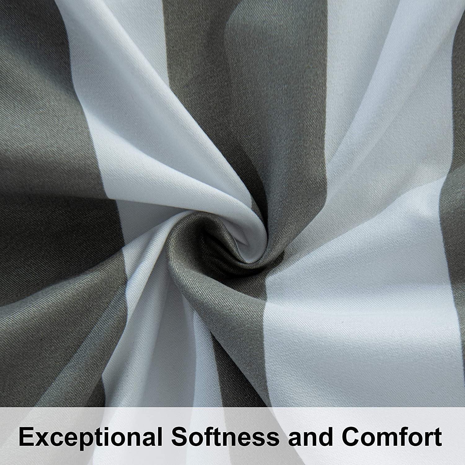 3 Pieces Smoke Gray and White Striped Pattern Microfiber Duvet Cover Set size and color view by Fasiano