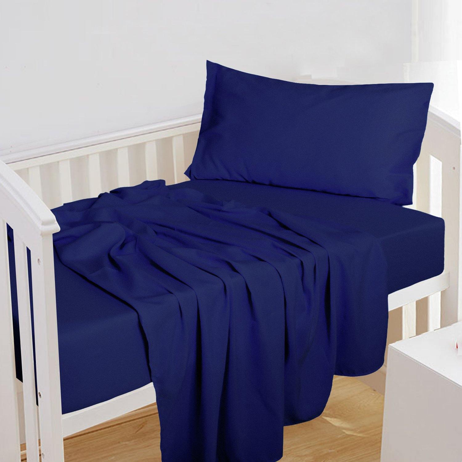 3 Pieces Solid Color Microfiber Toddler Sheet Set size and color view by Fasiano