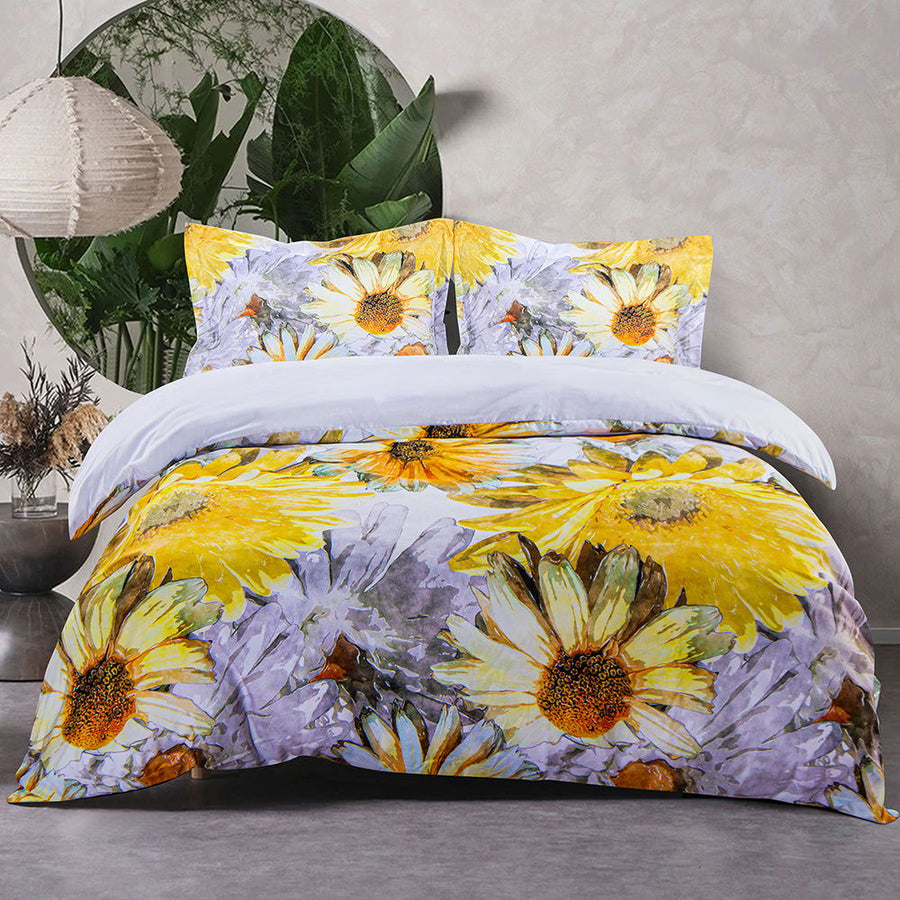 3 Pieces Sunflowers Pattern Microfiber Duvet Cover Set product image by Fasiano
