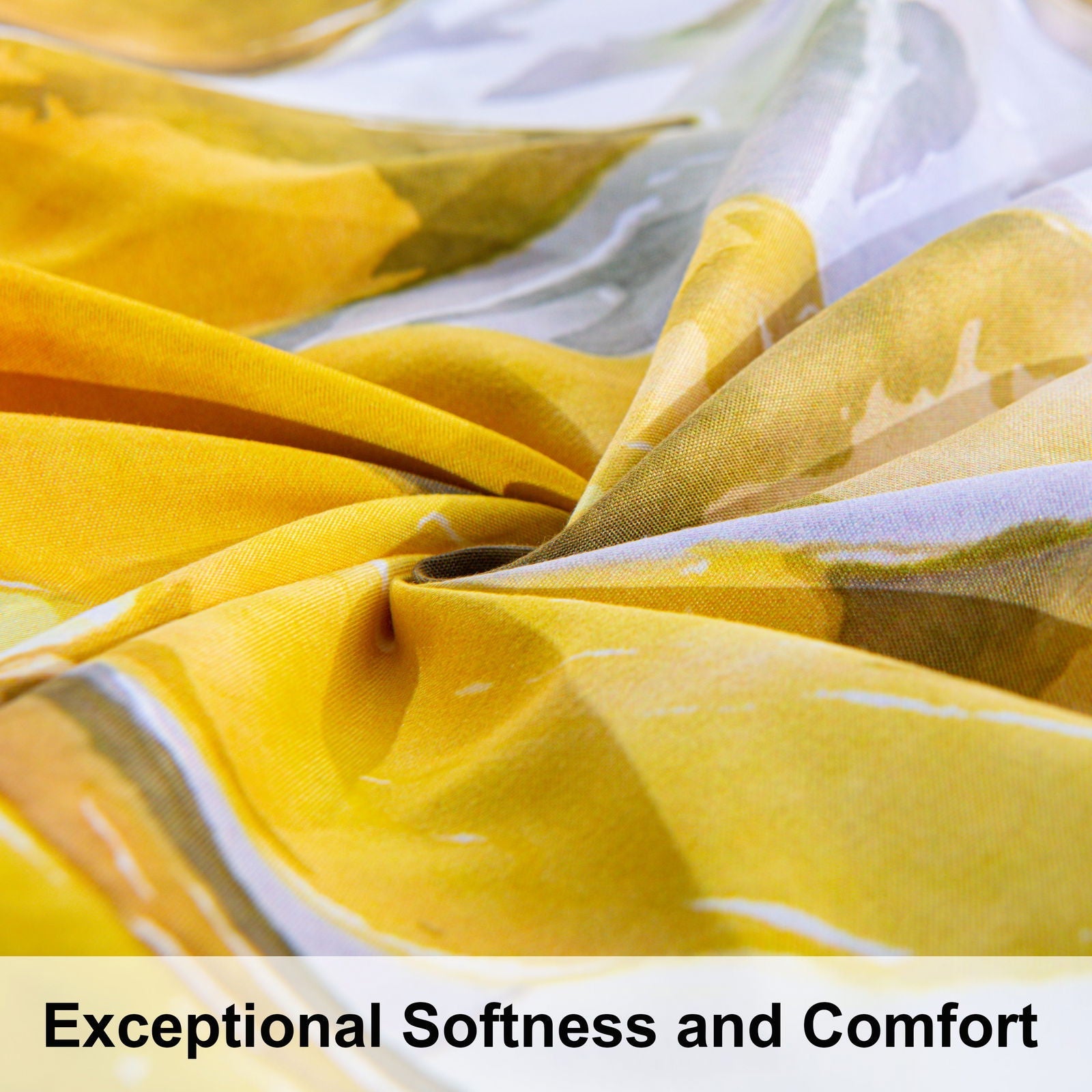 3 Pieces Sunflowers Pattern Microfiber Duvet Cover Set size and color view by Fasiano