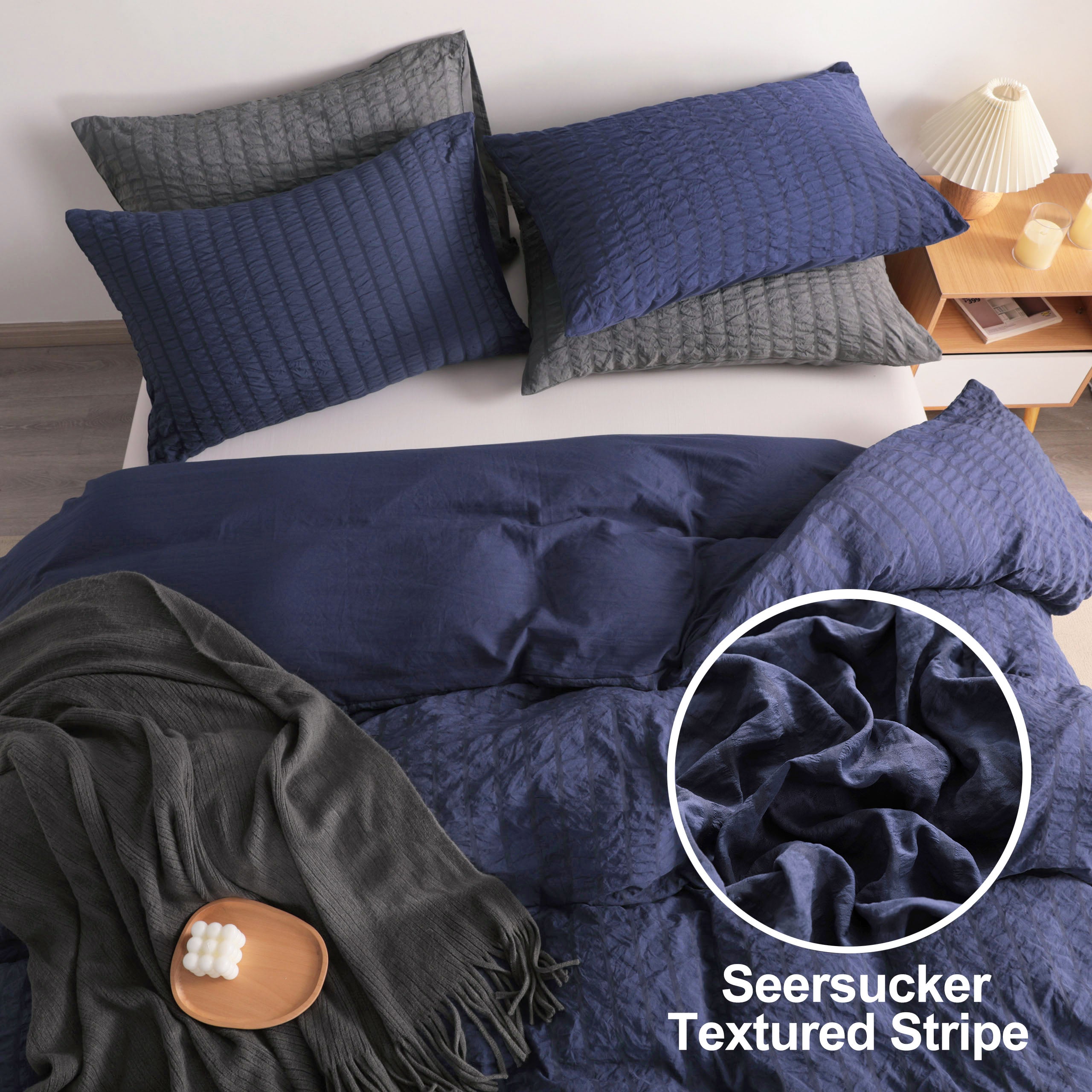2/3 Pieces Breathable Seersucker Textured Duvet Cover Set|NTBAY®️ - NTBAY