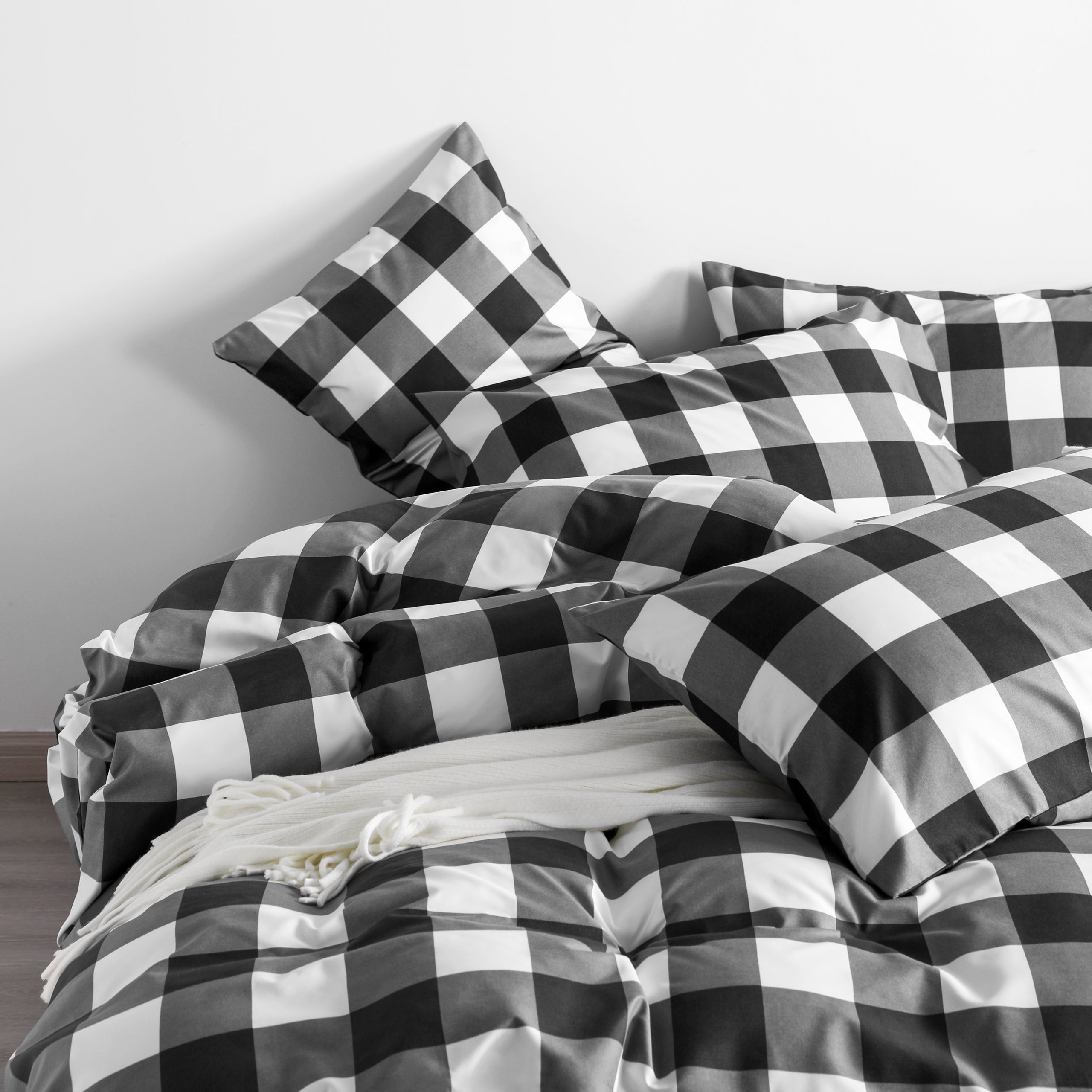 3-Piece Brushed Microfiber Striped Duvet Cover Set