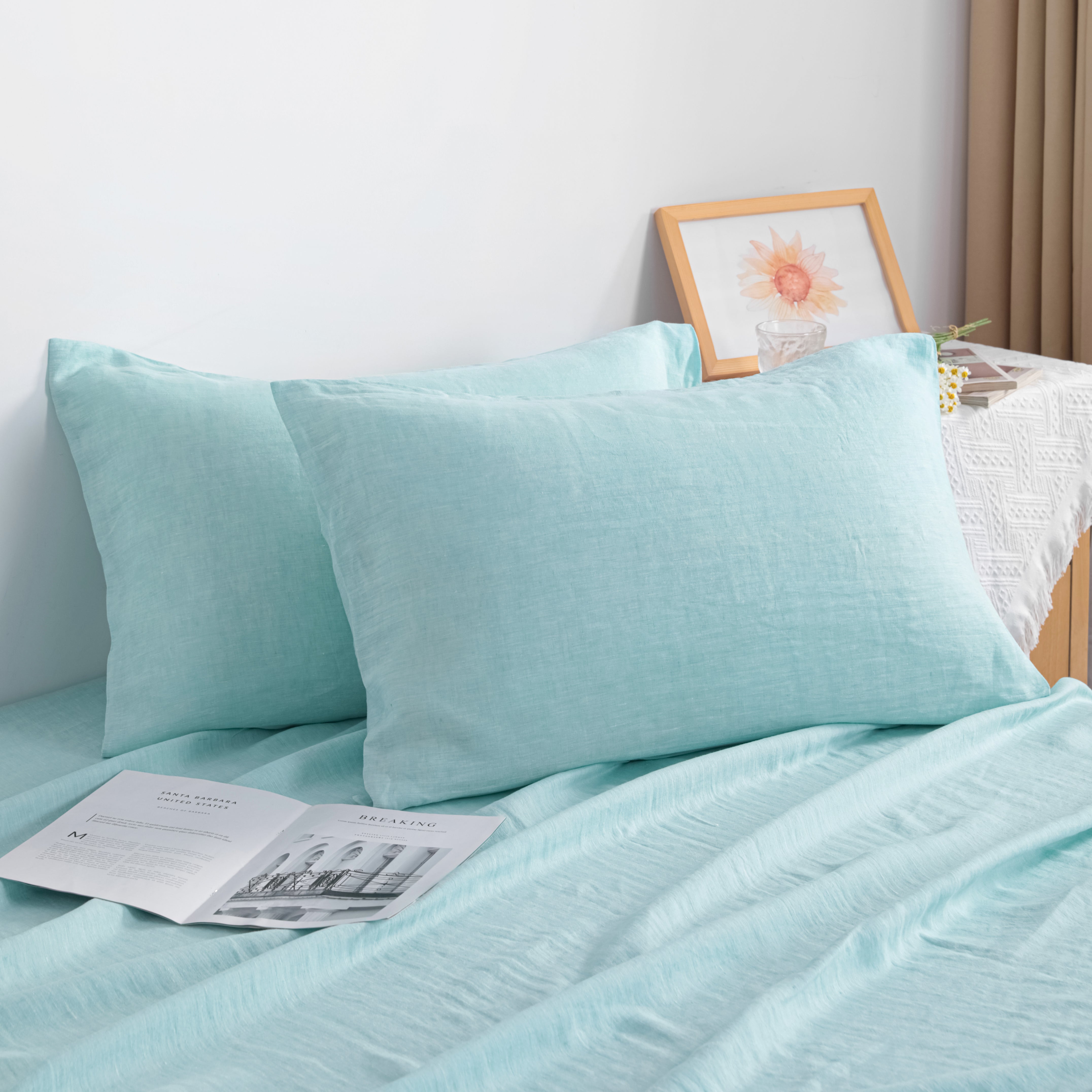French Linen Pillowcases - 2 Pack, Breathable & Cooling, Envelope Closure