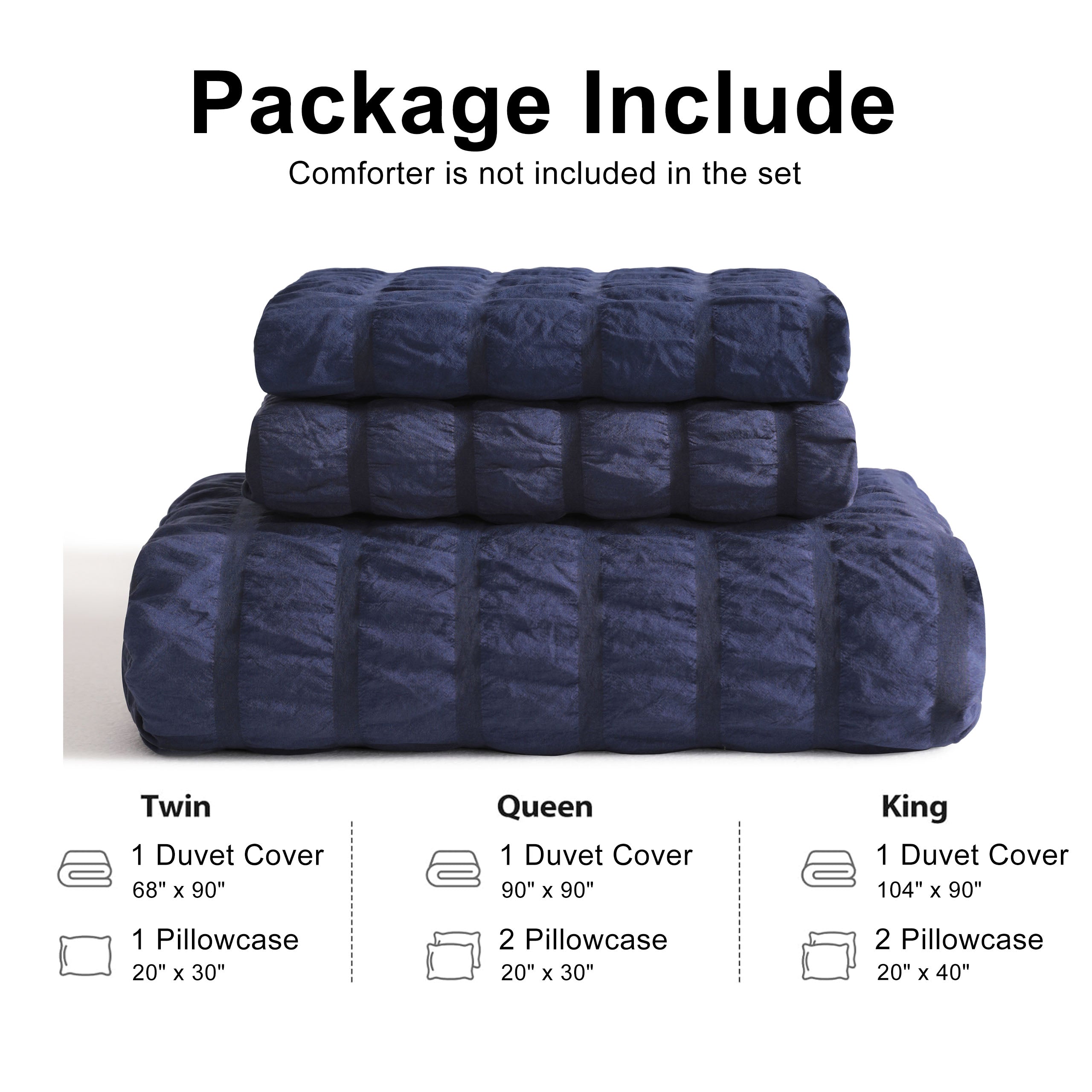 2/3 Pieces Breathable Seersucker Textured Duvet Cover Set|NTBAY®️ - NTBAY