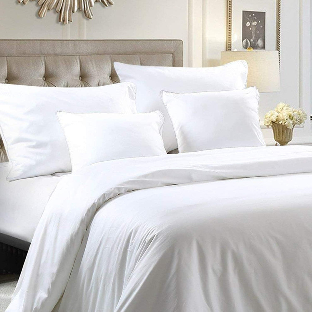 5-Piece Bedding Set – Egyptian Cotton Sateen, White Twin