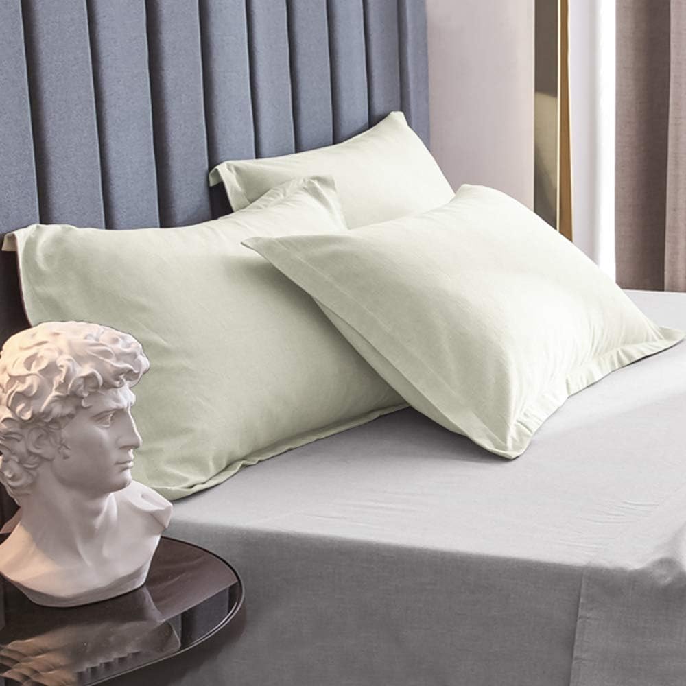 2-Pack Washed Cotton Pillow Shams – Soft & Breathable