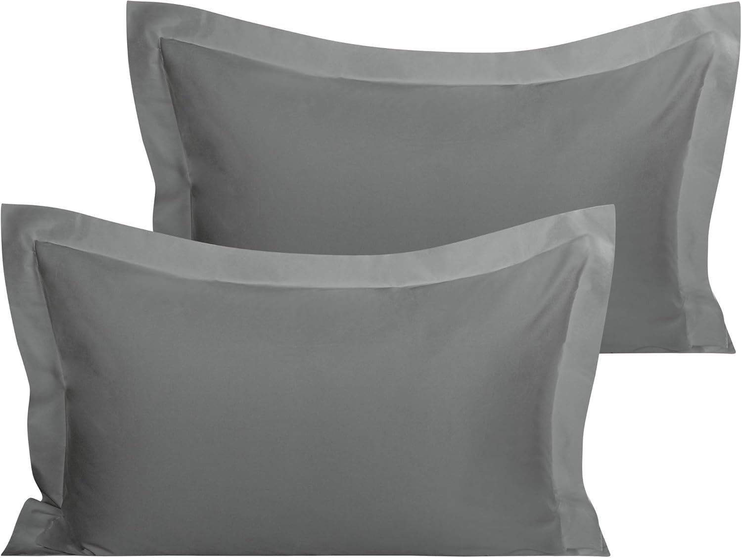 Organic Cotton Pillow Shams – Set of 2, Soft & Silky Sateen, 800TC