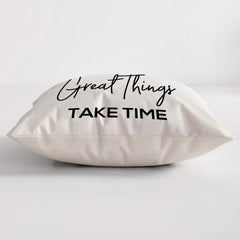 Linen Throw Pillow Cover – Never Give Up Quote, 18x18