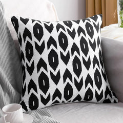 Microfiber Geometric Throw Pillow Cover – Black & White (18"x18")