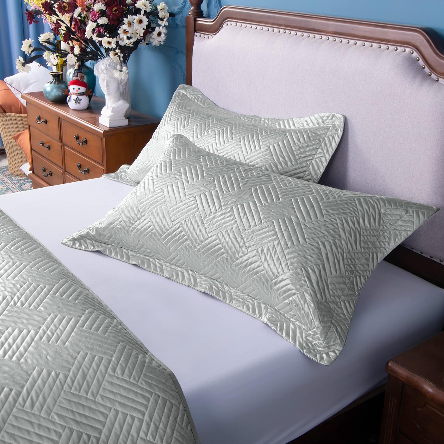 2-Pack Satin Quilted Pillow Shams – Luxurious & Decorative