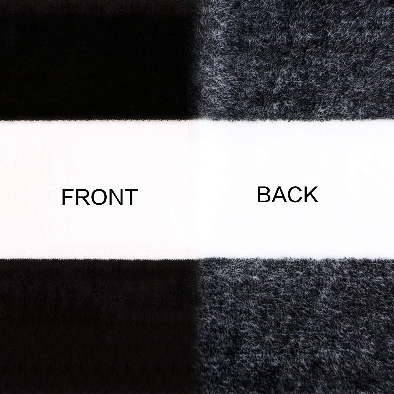 NTBAY Flannel Throw Blankets Super Soft with Black and White Stripe - NTBAY