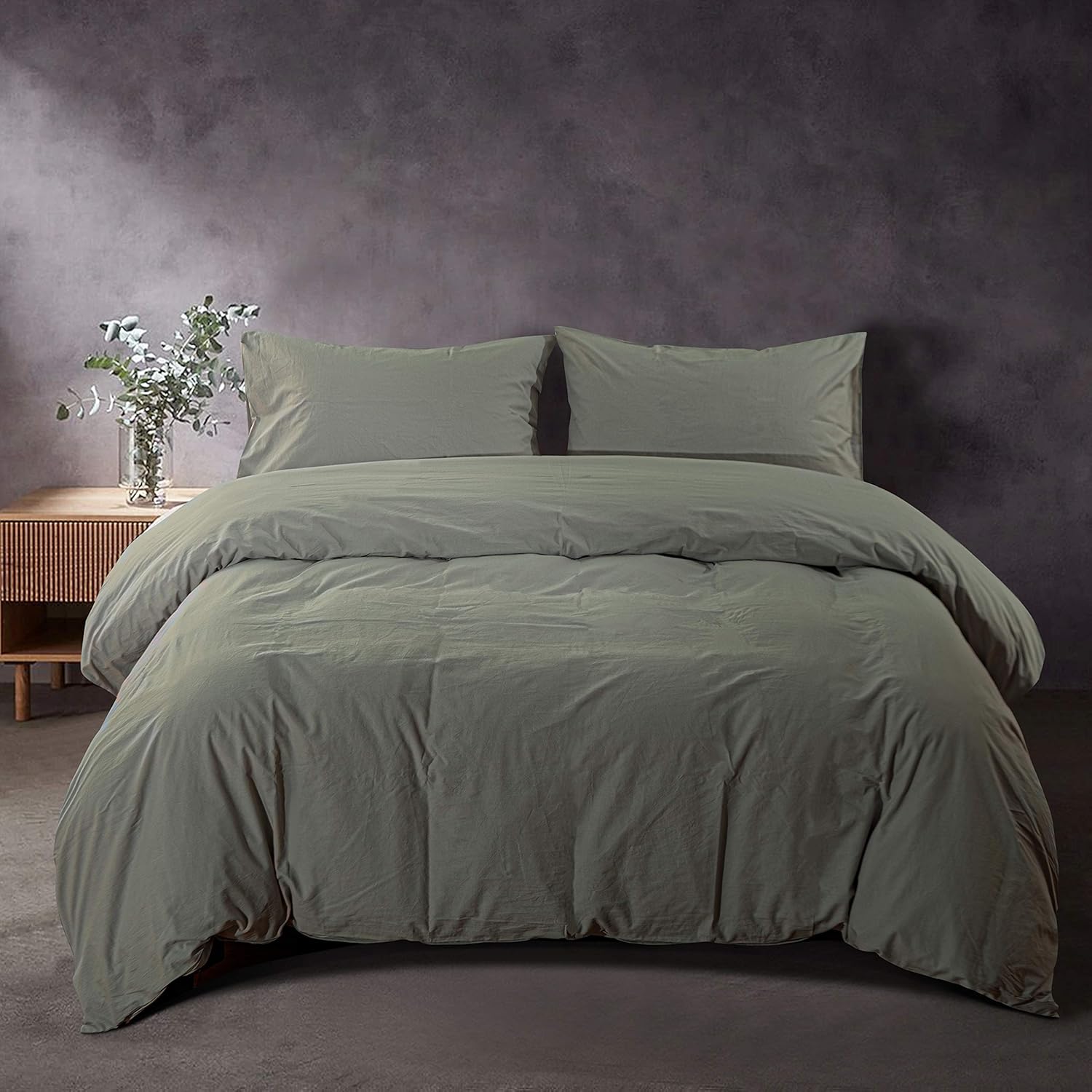 Washed Cotton Ruffled Duvet Cover Set – Soft & Breathable, 3 Pieces