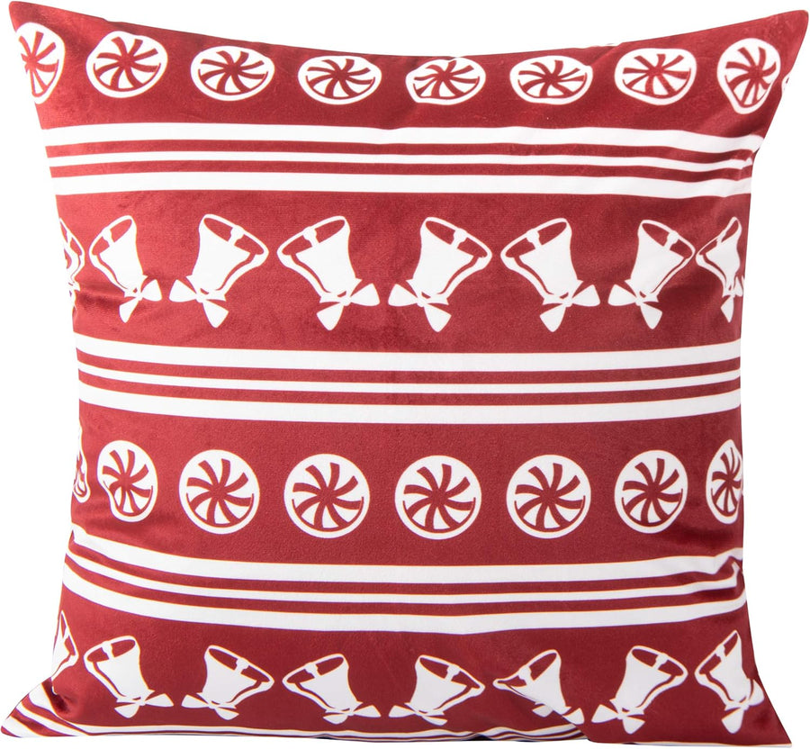 Velvet Throw Pillow Cover – Red & White Dotted Design (18"x18") detail view by Fasiano