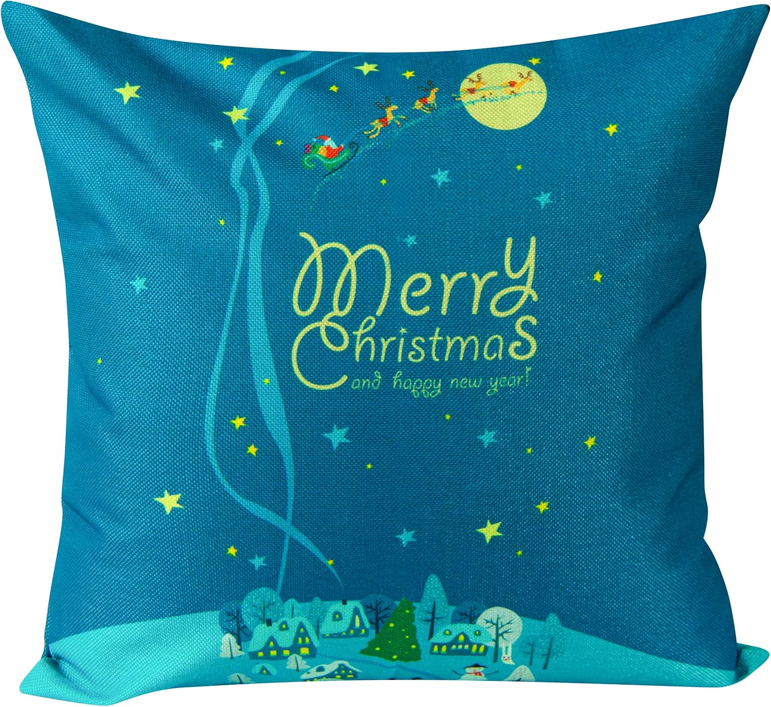 Bedsum Snowy Night Decorative Linen Pillow Cover 18x18 inches