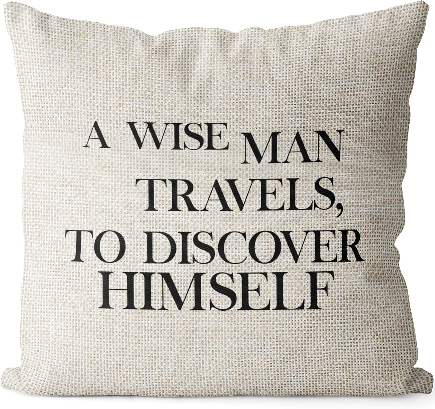 Linen Throw Pillow Cover – Never Give Up Quote, 18x18