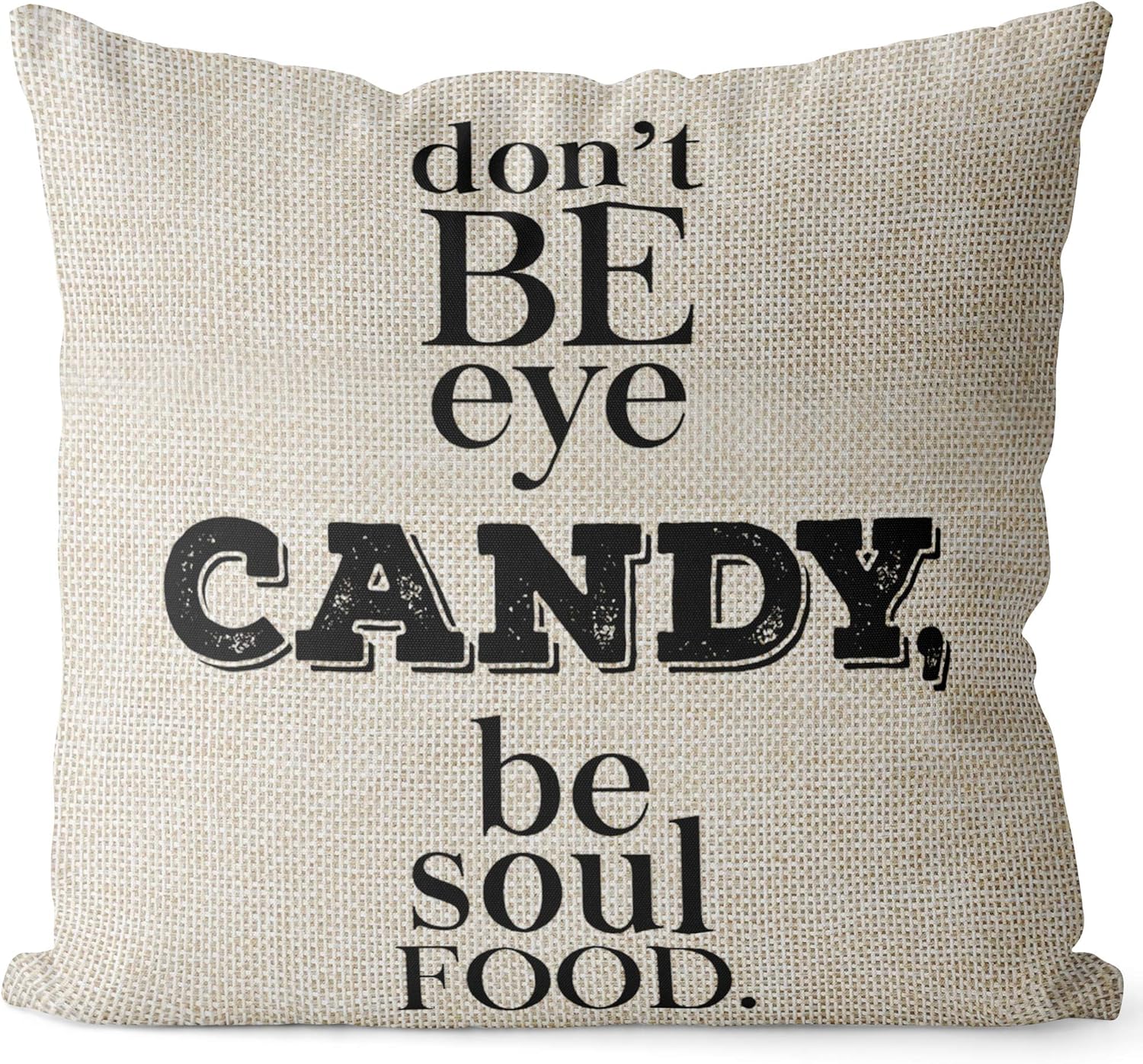 Linen Throw Pillow Cover – Never Give Up Quote, 18x18