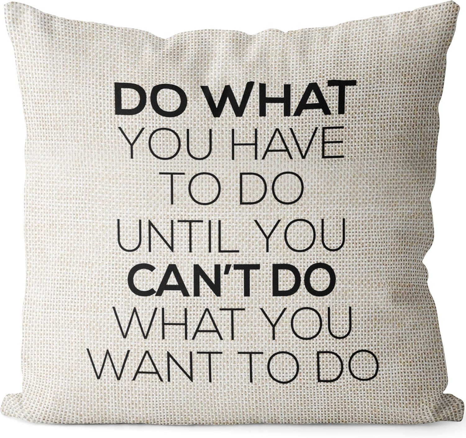 Linen Throw Pillow Cover – Never Give Up Quote, 18x18