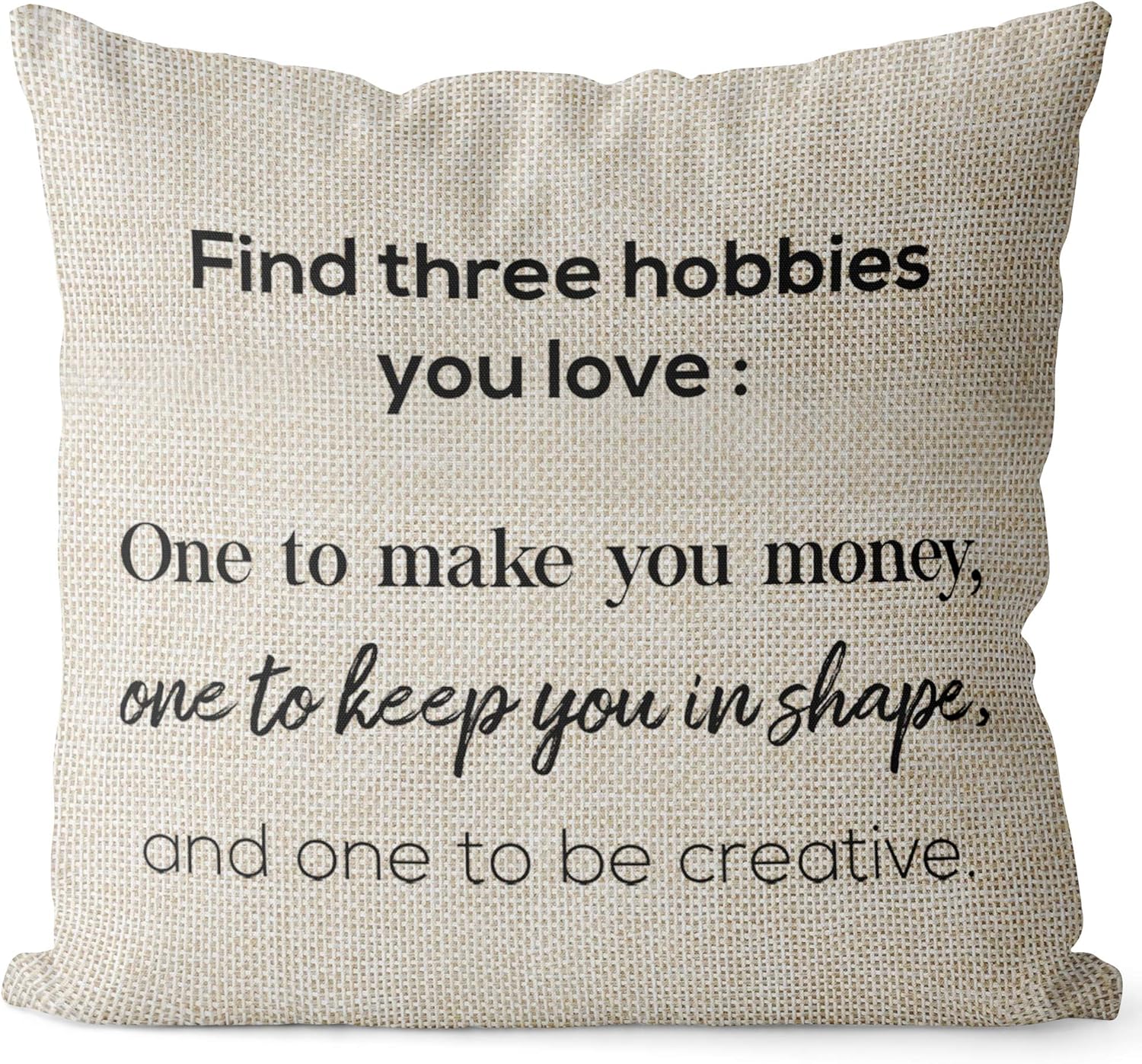 Linen Throw Pillow Cover – Never Give Up Quote, 18x18