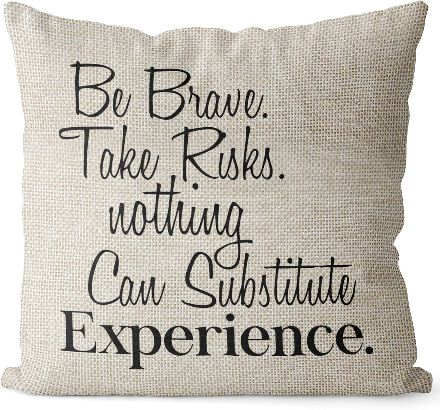Linen Throw Pillow Cover – Never Give Up Quote, 18x18