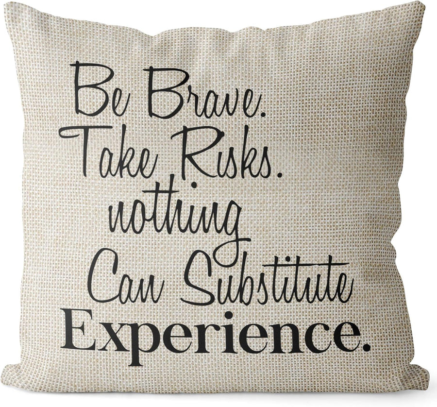 Linen Throw Pillow Cover – Never Give Up Quote, 18x18 detail view by Fasiano