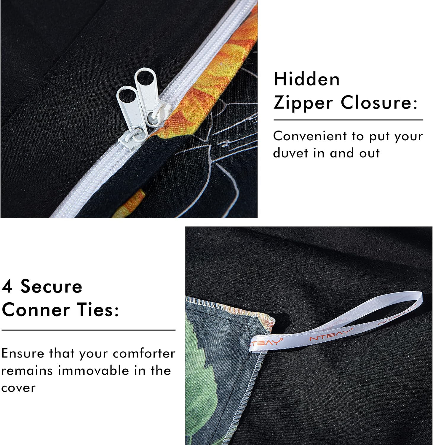 Queen Duvet Cover Set – 3 Pieces, Sunflower Print