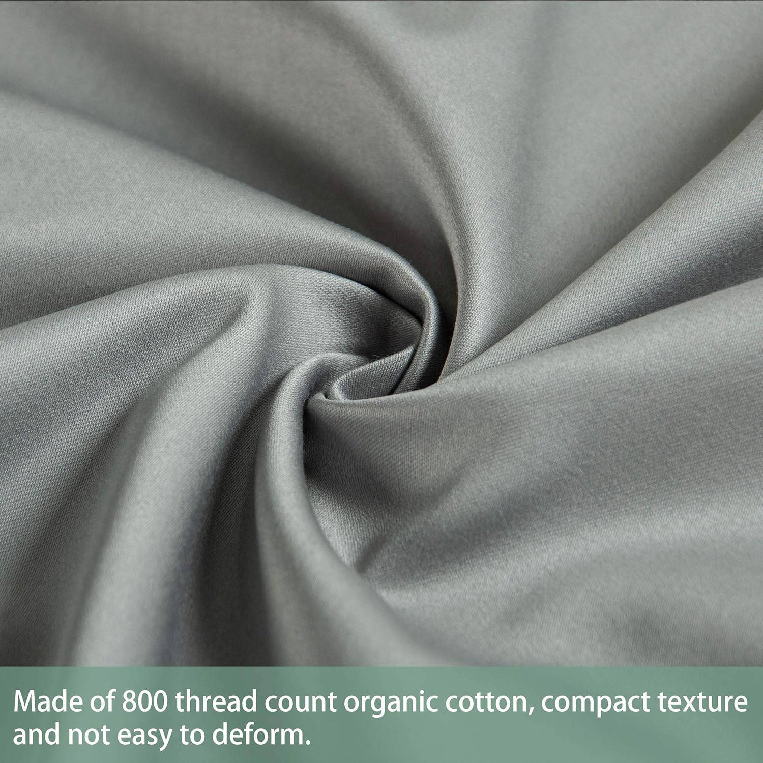 Organic Cotton Pillow Shams – Set of 2, Soft & Silky Sateen, 800TC