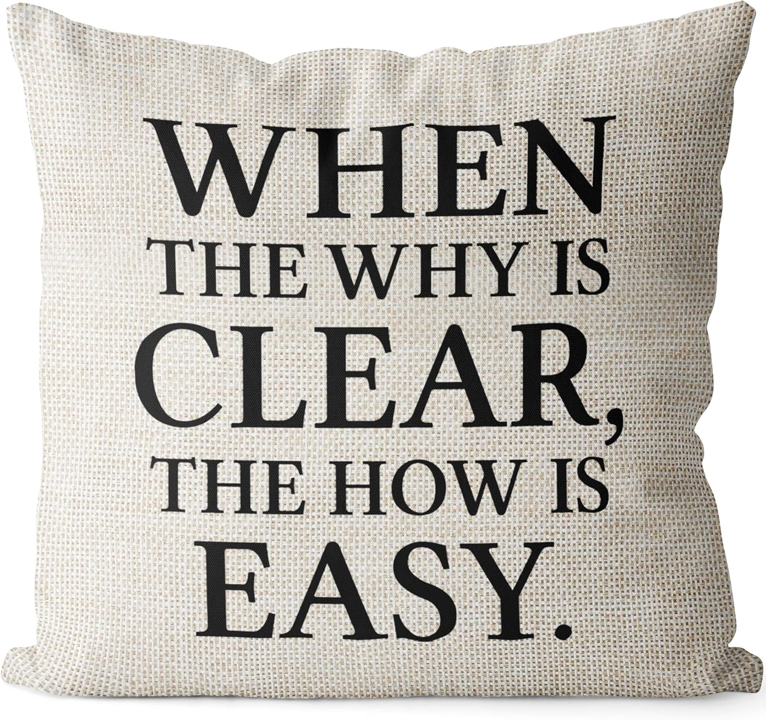 Linen Throw Pillow Cover – Never Give Up Quote, 18x18