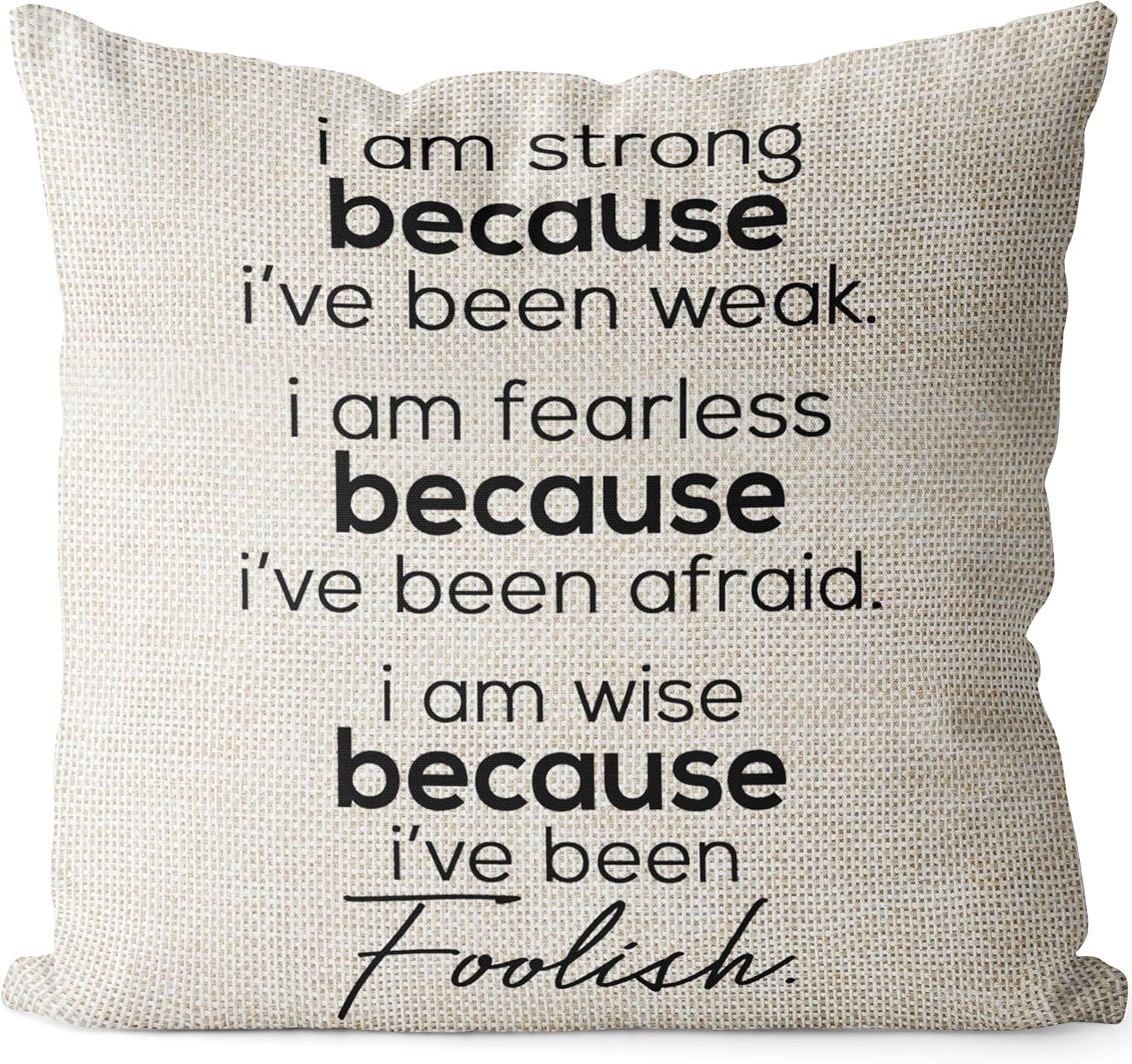 Linen Throw Pillow Cover – Never Give Up Quote, 18x18