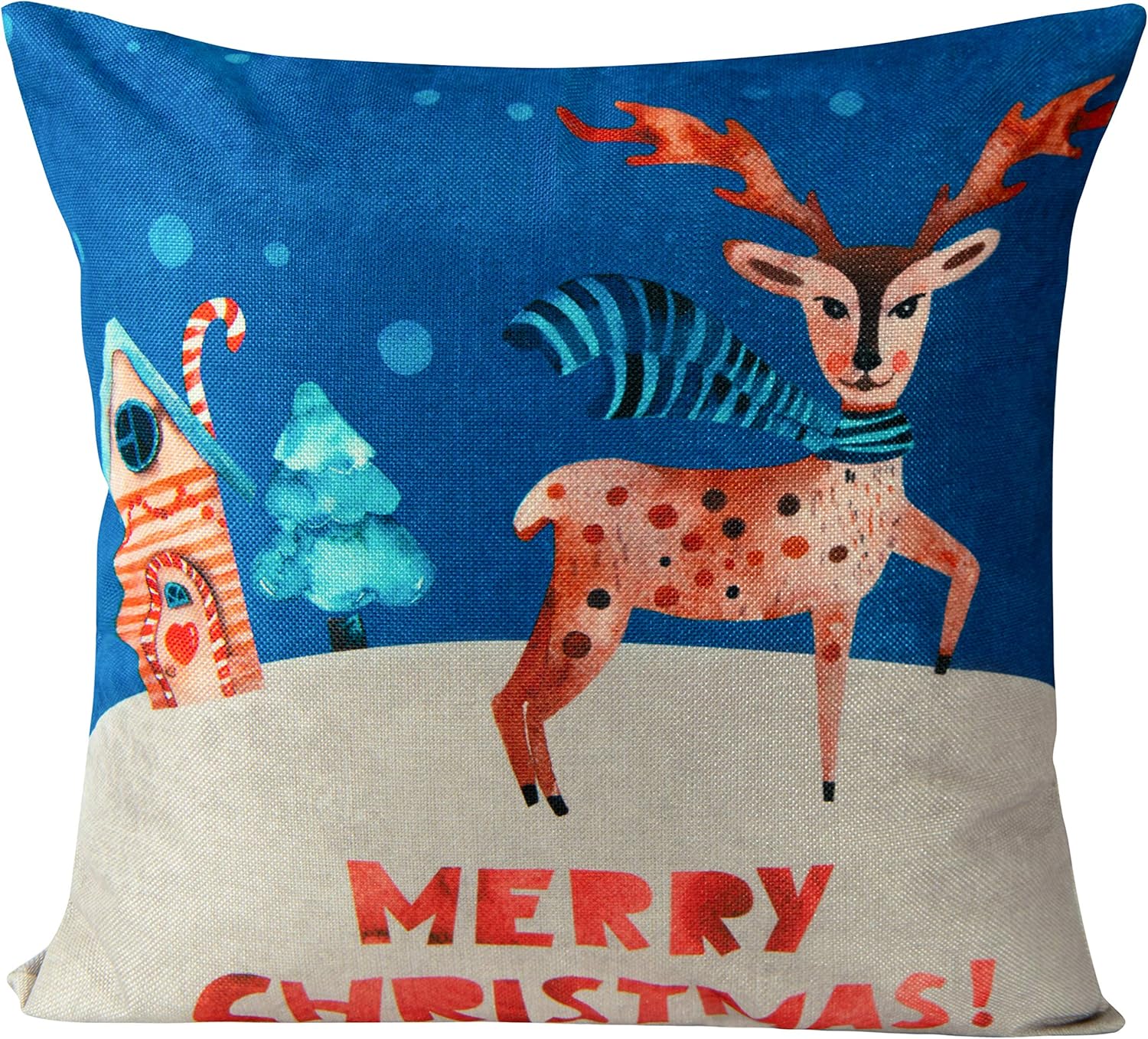 Bedsum Snowy Night Decorative Linen Pillow Cover 18x18 inches