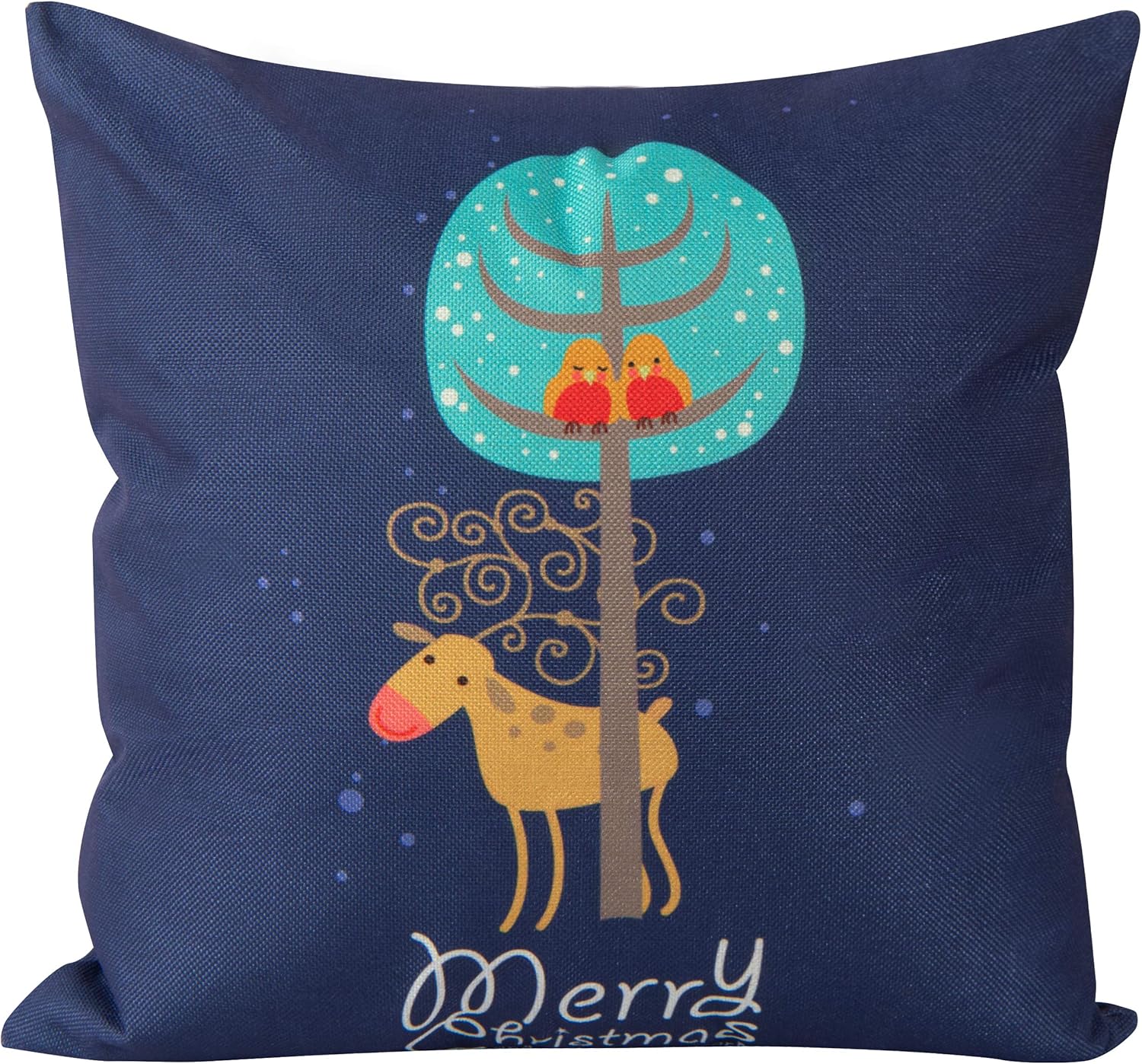 Bedsum Snowy Night Decorative Linen Pillow Cover 18x18 inches