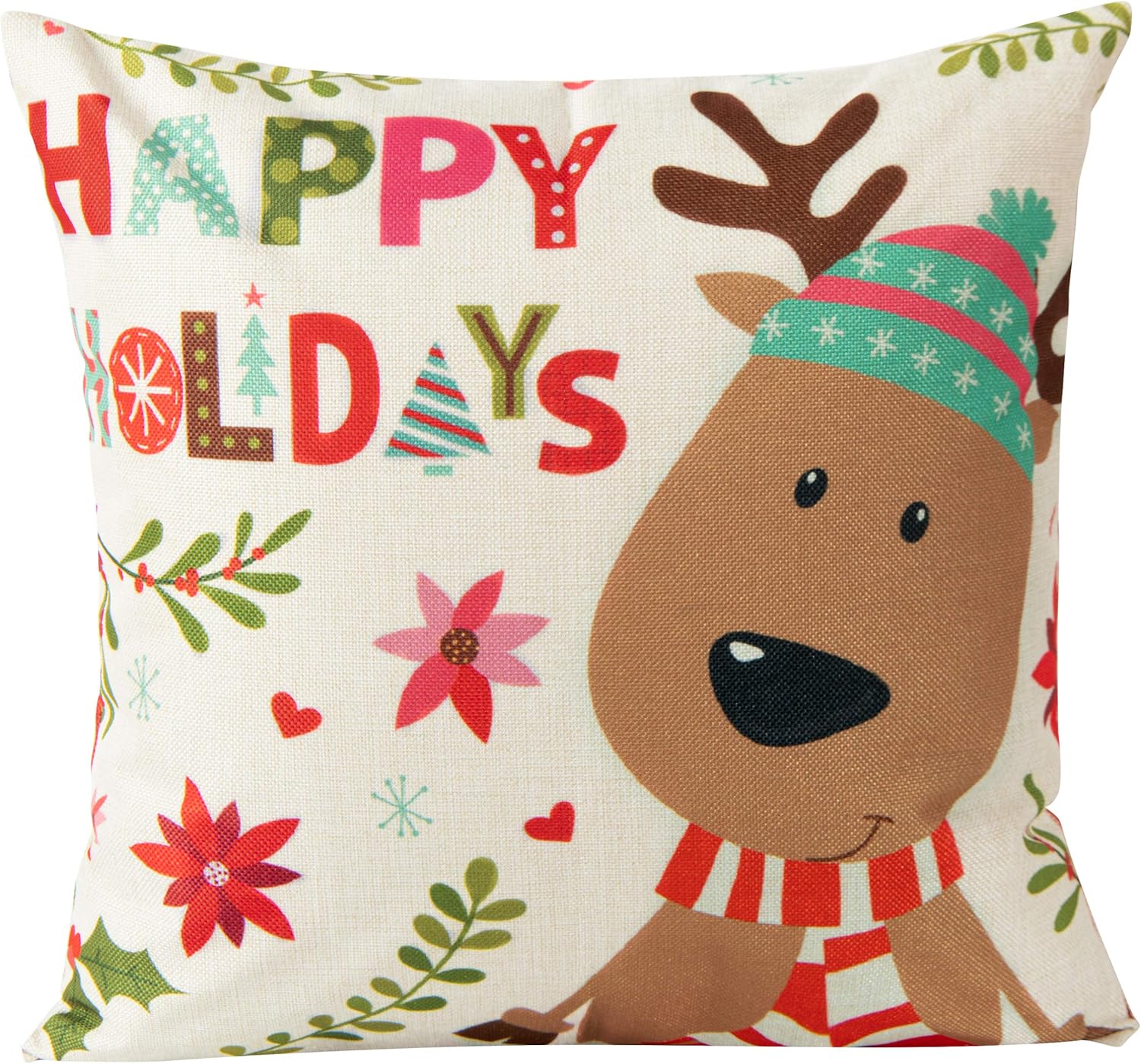 Bedsum Snowy Night Decorative Linen Pillow Cover 18x18 inches